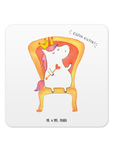 Mr. & Mrs. Panda Bierdeckel Einhorn König ohne Spruch in Weiß