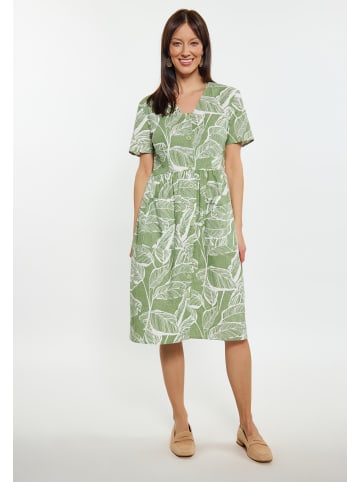 Usha Damen Kleid in Grün Wollweiss