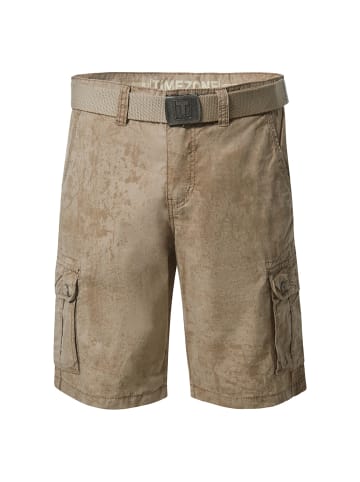 Timezone Kurze Karierte Shorts mit Gürtel Eingrifftaschen in Beige