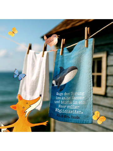 Mr. & Mrs. Panda Handtuch Orca Design mit Spruch in Weiß