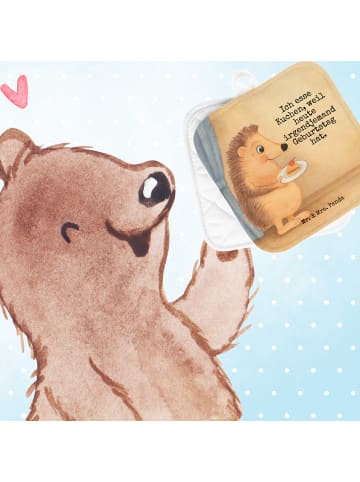 Mr. & Mrs. Panda Topflappen Igel Kuchenstück Design mit Spruch in Weiß