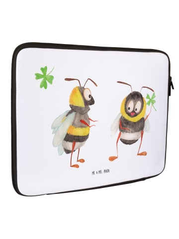 Mr. & Mrs. Panda Notebook Tasche Hummeln Kleeblatt ohne Spruch in Weiß