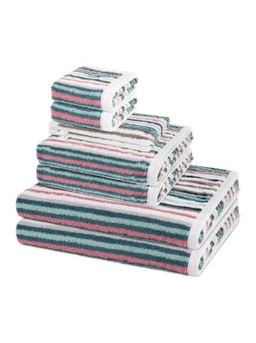 Ross 2 X Wasch- 2 X Gäste- 2 X Dusch- 2 X Handtuch im Set Vita in Dunkelgrün / blau