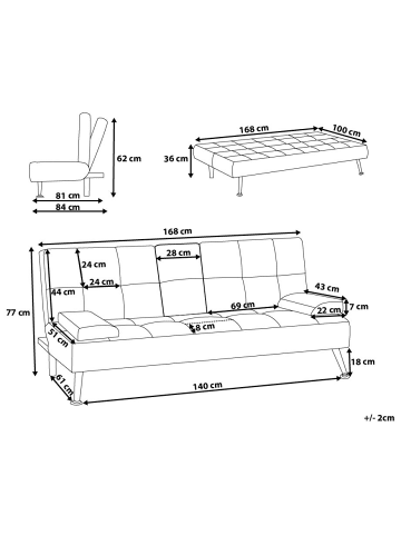 Beliani 3-tlg 3-Sitzer Sofa ROXEN in Braun/Silber