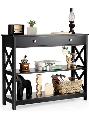 COSTWAY 3 Ebenen Konsolentisch in Schwarz