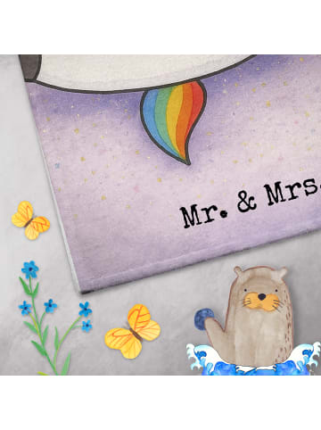 Mr. & Mrs. Panda Gästehandtuch Einhorn Blümchentail Design mit Spruch in Weiß