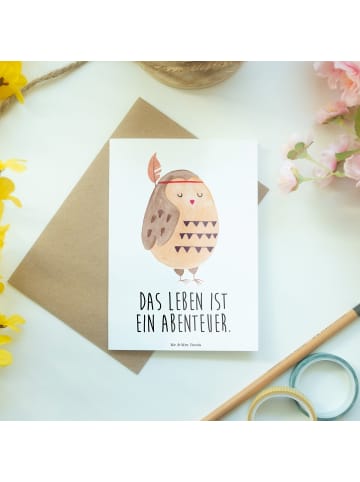 Mr. & Mrs. Panda Klappkarte Eule Federschmuck mit Spruch in Weiß