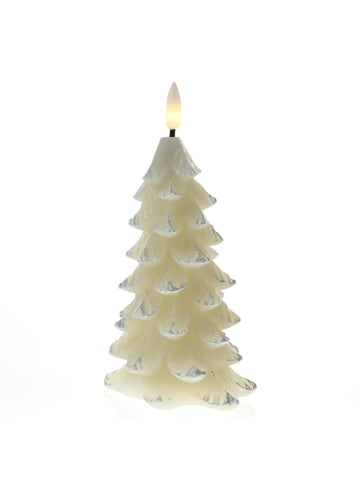 MARELIDA LED Kerze Tannenbaum flackernd Echtwachs H: 16cm in creme