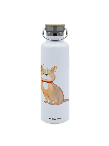 Mr. & Mrs. Panda Edelstahl Trinkflasche Hund Glück ohne Spruch in Weiß
