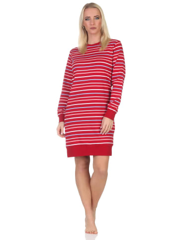 NORMANN Interlock Nachthemd langarm Streifenoptik - 87703 in rot