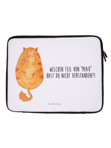 Mr. & Mrs. Panda Notebook Tasche Katze Mittelfinger mit Spruch in Weiß