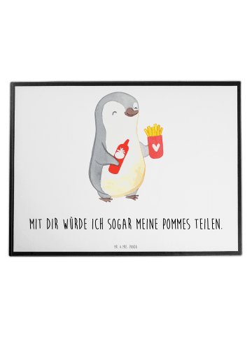 Mr. & Mrs. Panda Schreibunterlage Pinguin Pommes mit Spruch in Weiß