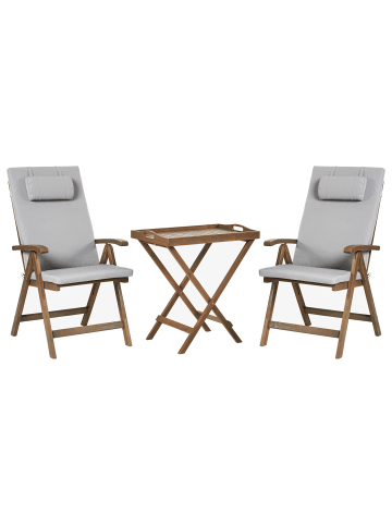 Beliani 3-tlg Klappbare Gartenmöbel AMANTEA PREMIUM in Braun/Grau