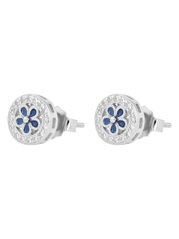 Adeliás Damen 925 Silber Ohrringe Ohrstecker mit funkelnden Zirkonia in silber