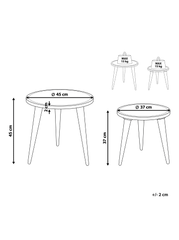 Beliani 2er-Set Beistelltisch RANJA in Braun/Gold