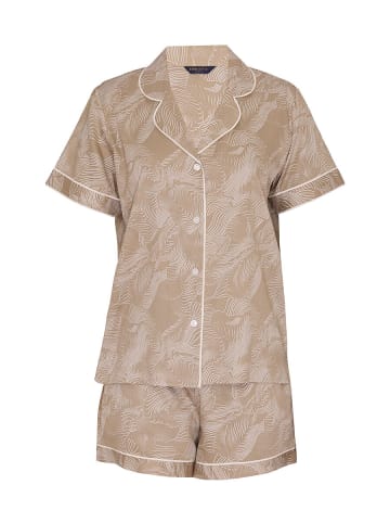 Fable & Eve Amber Fawn Mix Woven Contour Print Short Sleeve Shorty Set Nachtwäsche in beige