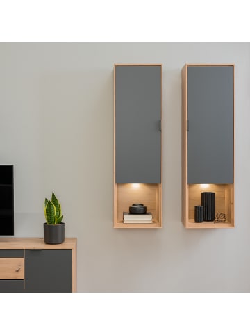 home24 Hängeschrank Leox in Eiche Dekor / Graphit