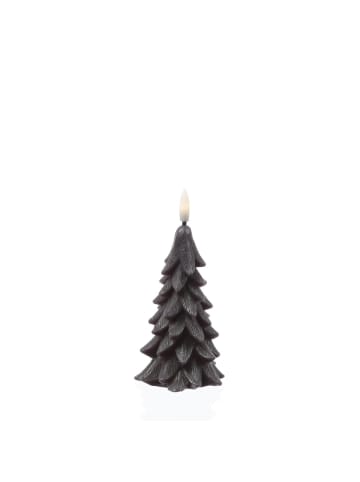 MARELIDA LED Kerze Tannenbaum Weihnachtsbaum Echtwachs H: 16cm in grau