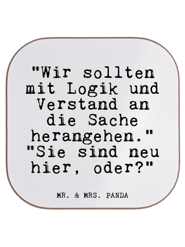 Mr. & Mrs. Panda Bierdeckel "Wir sollten mit Logik... mit Spruch in Weiß
