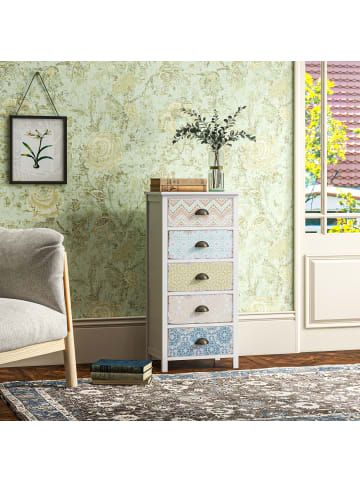 HOMCOM Kommode-46L x 34B x 97,5H cm-Mehrfarbig