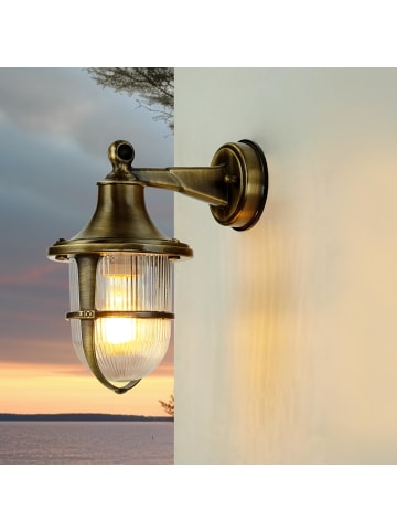 Licht-Erlebnisse Außen Wandlampe (B)14 x (H)27 cm in Messing Antik