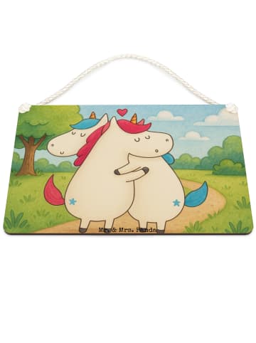 Mr. & Mrs. Panda Wandbild Holz Einhorn Mitteilung Design ohne Sp... in Weiß