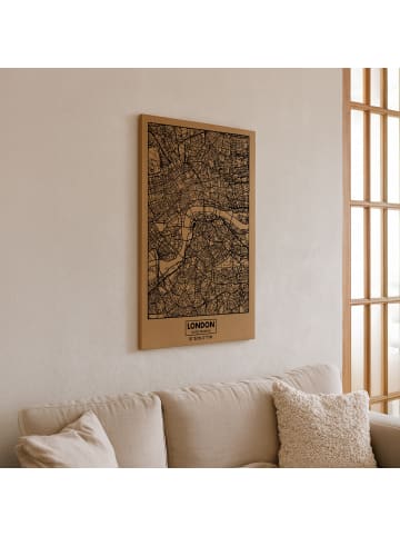 UNUS Kork Wandbild Weltkarte 61x41 cm Pinnwand aus Naturkork in Braun