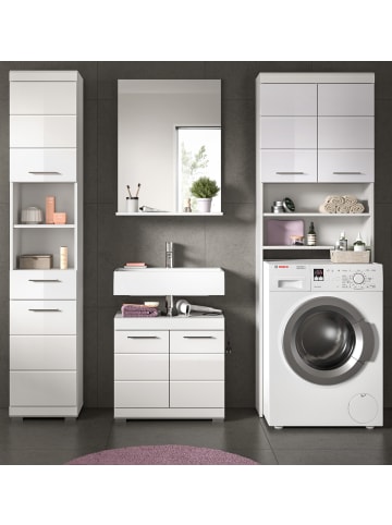 Inn.Furn Badmöbel-Set weiß Hochglanz 4-teilig 190 cm, Komplettset mit viel Stauraum