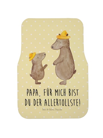 Mr. & Mrs. Panda Fahrer Autofußmatte Bären mit Hut mit Spruch in Gelb Pastell
