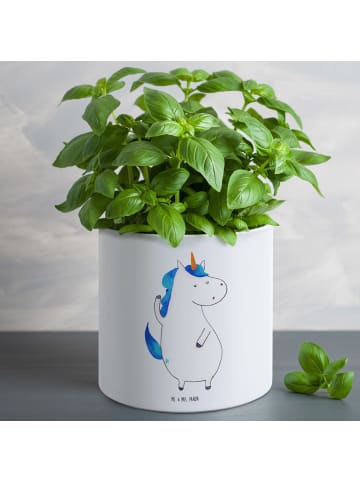 Mr. & Mrs. Panda Blumentopf Groß Einhorn Mann ohne Spruch in Weiß