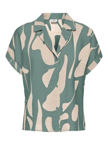 JACQUELINE de YONG Hemd Bluse mit Design Muster Kurzarm Knopfleiste in Grün