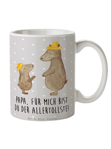 Mr. & Mrs. Panda Tasse Bären mit Hut mit Spruch in Grau Pastell