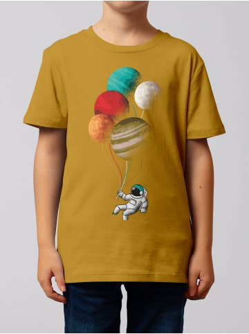 wat? Apparel T-Shirt Balloon Spaceman in Ocker