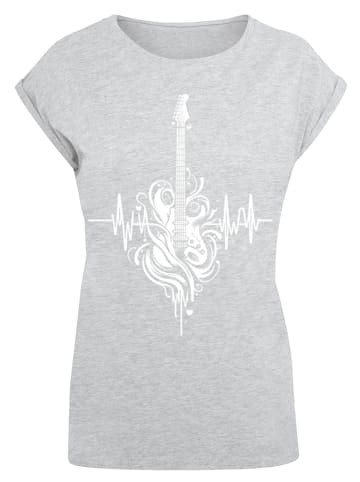 F4NT4STIC Extended Shoulder T-Shirt Gitarre Herzschlag in grau meliert