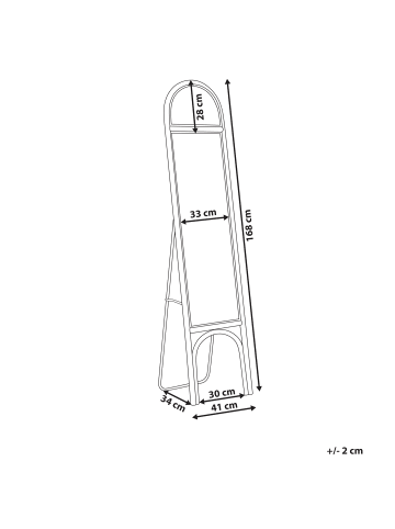 Beliani Standspiegel BRUSSEY in Naturfarben - (W) 41 x (H) 170 x (L) 3 cm Vertikal
