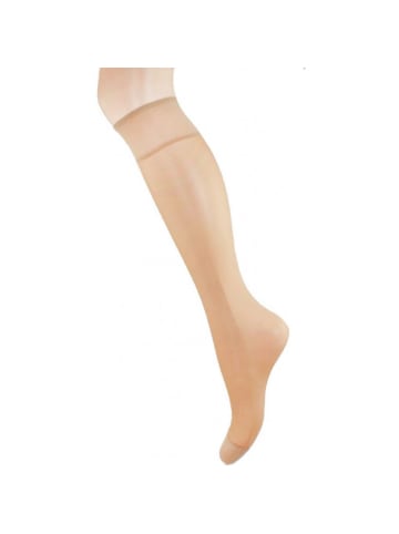 COFI 1453 Damen 2er Pack Kniestrümpfe Elegante Lycra-Kniesocken mit 60 DEN in Hellbeige