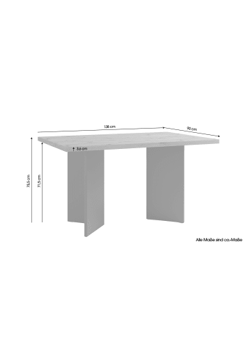byLiving Tisch MARTEN in Evoke Eiche (Eiche-Optik) - 138 x 90, H 75,5