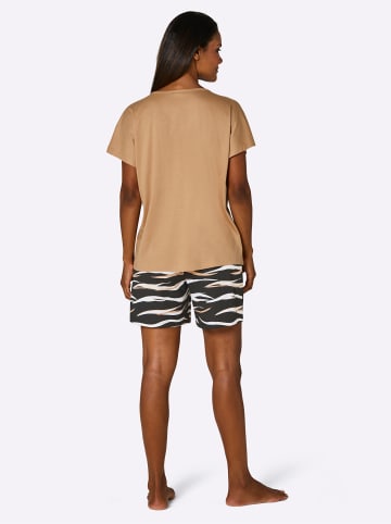 WITT WEIDEN Shorty in schwarz-camel-bedruckt