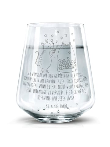 Mr. & Mrs. Panda Trinkglas Maus Sterne mit Spruch in Transparent