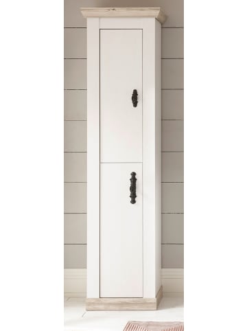 Furn.Design Bad-Hochschrank Pinie weiß, Oslo Pinie Landhaus, Badschrank, 42 x 200 cm