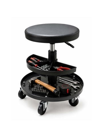relaxdays Werkstatthocker in Schwarz - (H)42-56 x ø38 cm