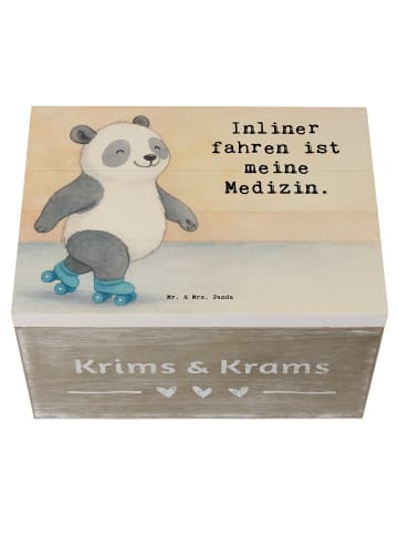 Mr. & Mrs. Panda holzkästchen Panda Inliner fahren Design mit Sp... in Weiß