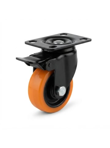 relaxdays 4 x Lenkrollen in Schwarz/ Orange - 50 mm
