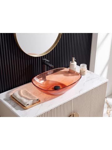 Beliani 2-tlg Waschbecken MOENGO in Transparent/Rot