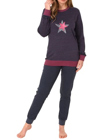 NORMANN Pyjama Bündchen Streifen Sternen - 69532 in marine