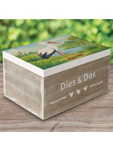 Mr. & Mrs. Panda Aufbewahrungsbox Storch Design ohne Spruch in Weiß