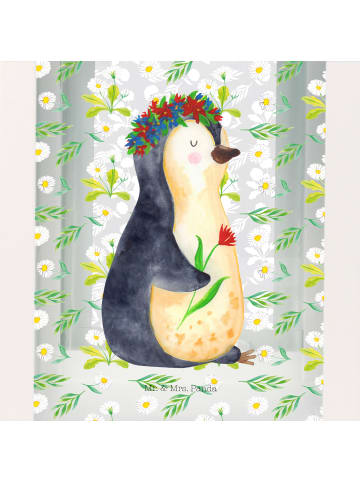 Mr. & Mrs. Panda Laterne Pinguin Blumen ohne Spruch in Transparent