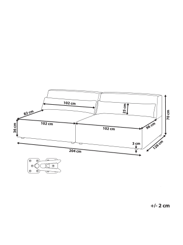 Beliani 3-tlg 2-Sitzer Sofa HELLNAR in Beige
