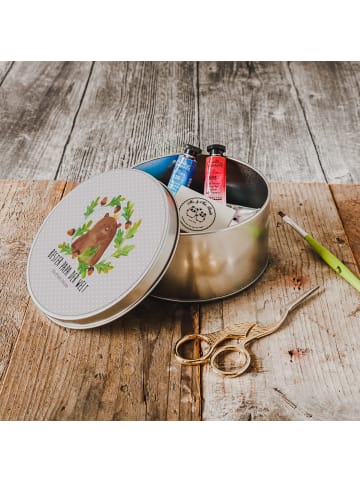 Mr. & Mrs. Panda Kaffeedose Bär König mit Spruch in Grau Pastell