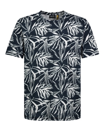 Sublevel Kurzarm T-Shirt Blumenmuster Rundhals Casual in Blau-2